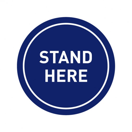 Covid-19 Floor Stand Here Dark Blue 26cm 3pcs